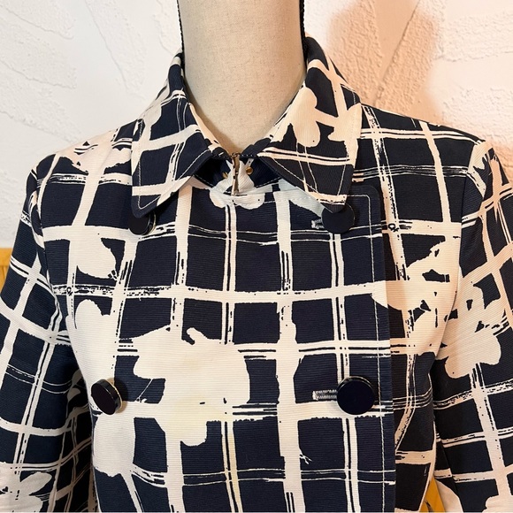 Carolina Herrera Window Pane Print Short Raincoat Sz-S - Picture 3 of 11